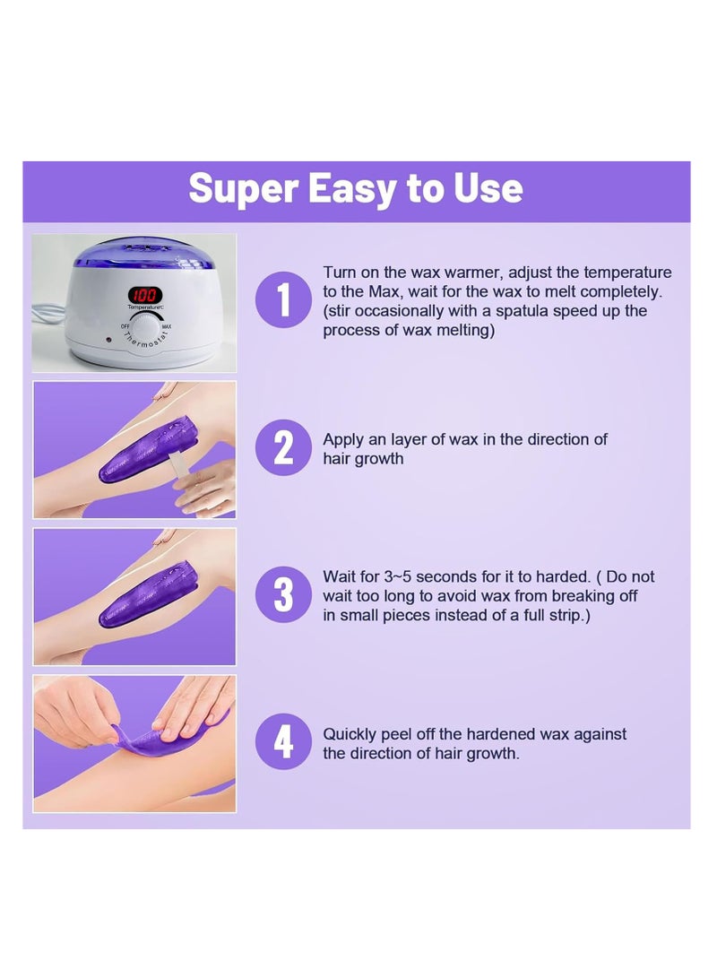 مجموعة أدوات الشمع الرقمية للنساء، مجموعة أدوات الشمع للشمع البرازيلي، سخان وعاء الشمع مع حبوب الشمع، جهاز تسخين الشمع لإزالة الشعر الحساس، جهاز تسخين الشمع سهل الاستخدام (أبيض) - Image 4