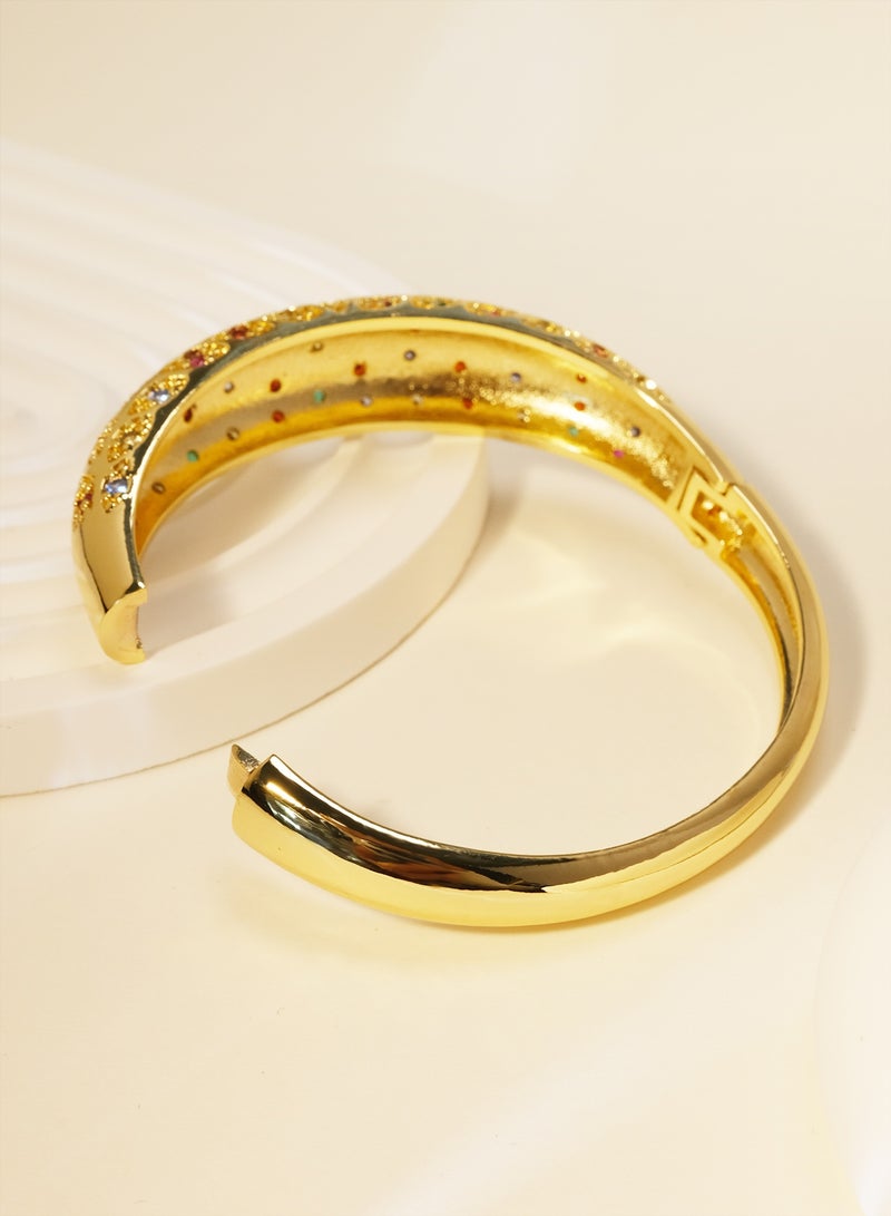 توينكسيل طقم مجوهرات من قطعتين: خاتم وسوار، مطلي بالذهب عيار 18 قيراطًا مرصع بالألماس، تصميم مفتوح قابل للتعديل يناسب جميع المقاسات، مجوهرات كلاسيكية للارتداء اليومي - Image 4