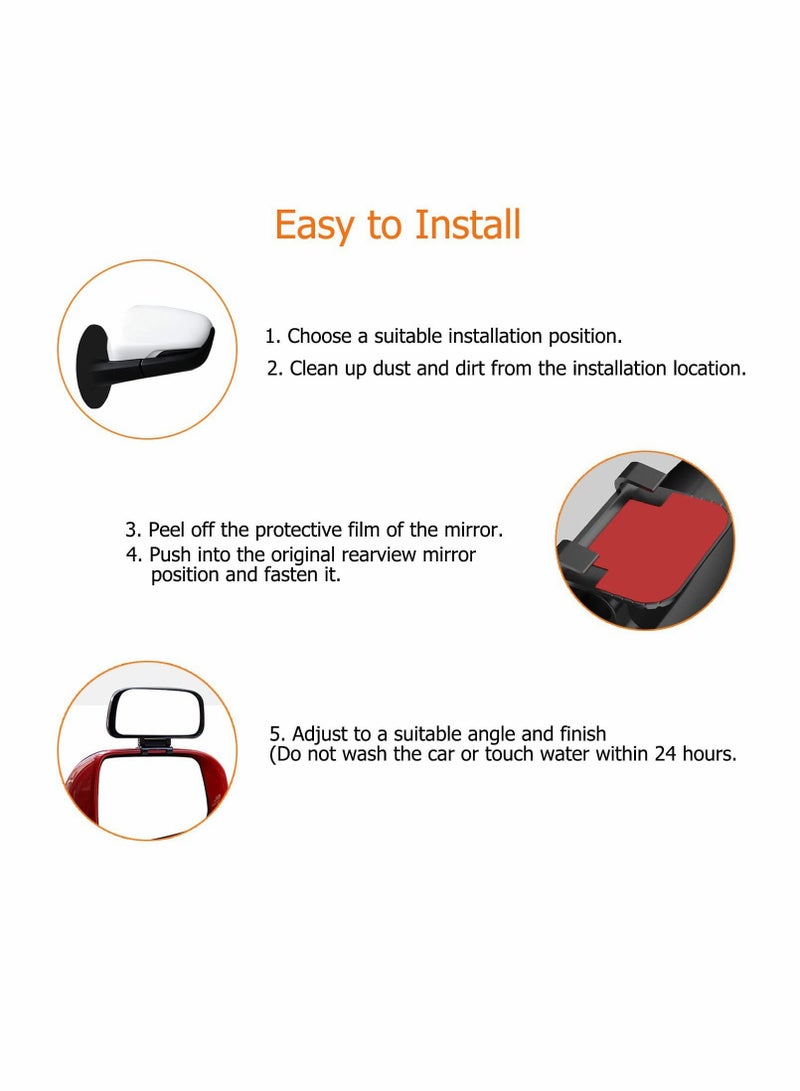 Barakah Blind Spot Mirror-Side Mirror Wide Angle Mirror HD Glass Convex 360 Degree Rotation Car Rear Auxiliary Mirror with Adjustable Sticker Automotive Exterior Accessories for Cars Trucks（2 PCS） - Image 2