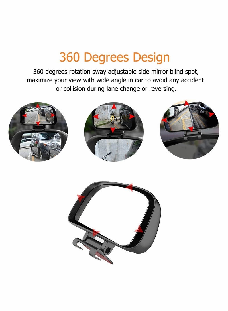 Barakah Blind Spot Mirror-Side Mirror Wide Angle Mirror HD Glass Convex 360 Degree Rotation Car Rear Auxiliary Mirror with Adjustable Sticker Automotive Exterior Accessories for Cars Trucks（2 PCS） - Image 3
