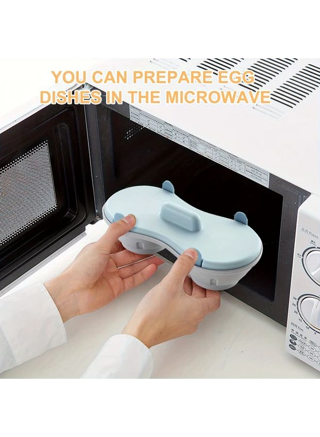 Ice Blue Microwave Egg Cooker Dual Drainage Compartments For Soft And Hard Boiled Eggs - Image 5