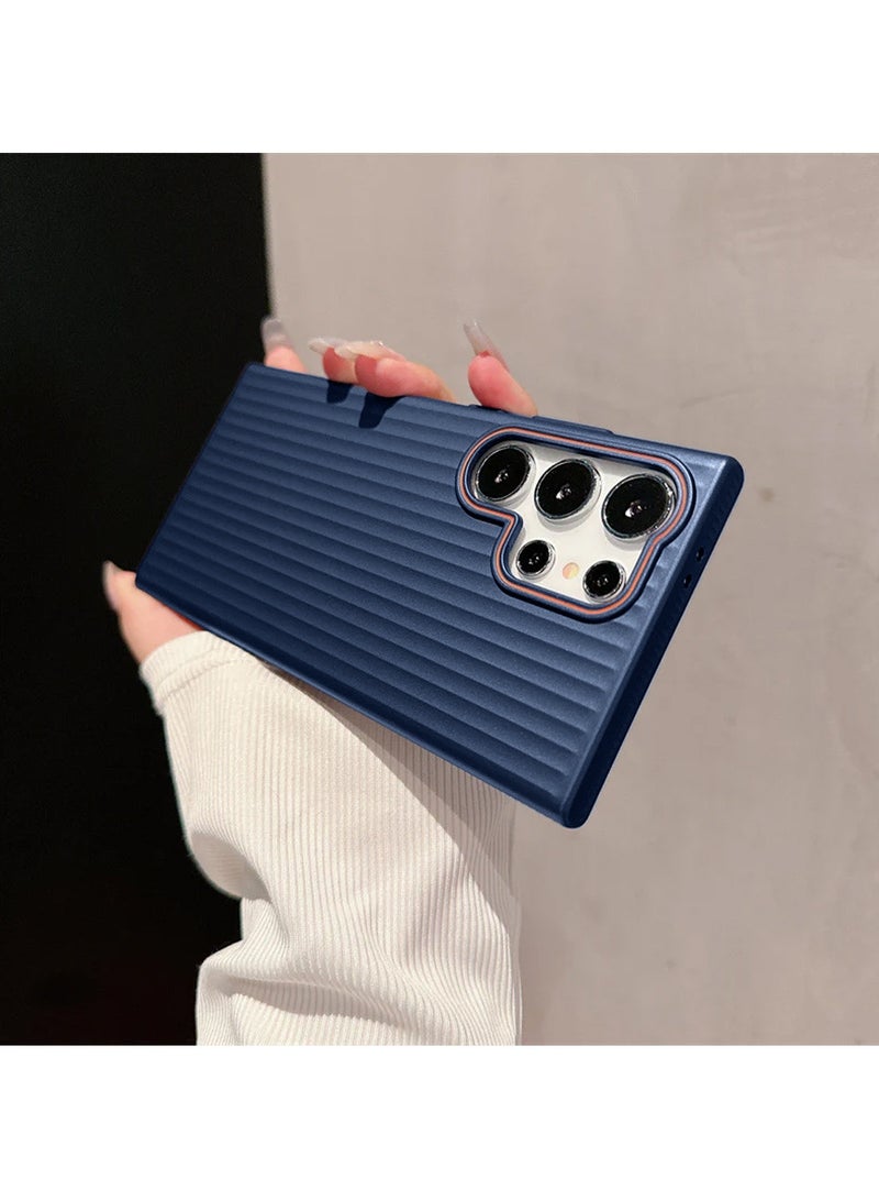 Wtech Samsung Galaxy S25 Ultra 5G 2025 Luggage Vertical Strips Hard PC Material, Superior Protection, Smooth and Stylish Touch Case Cover - Navy Blue - Image 3