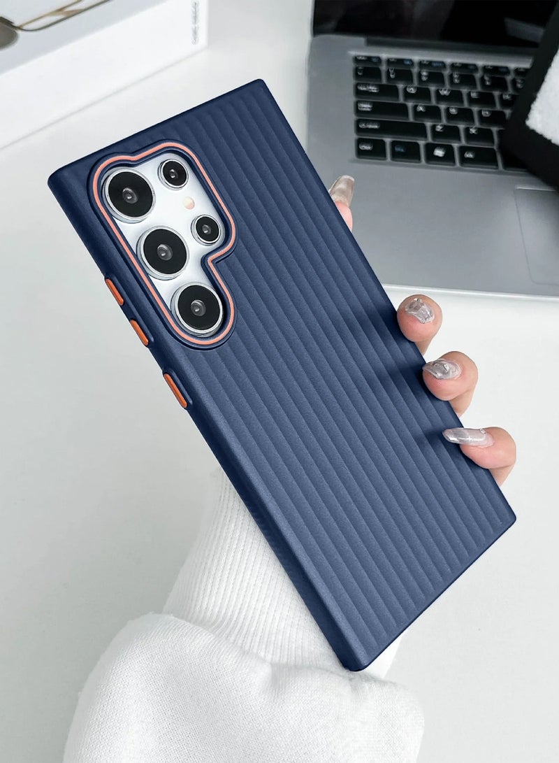 Wtech Samsung Galaxy S25 Ultra 5G 2025 Luggage Vertical Strips Hard PC Material, Superior Protection, Smooth and Stylish Touch Case Cover - Navy Blue - Image 5