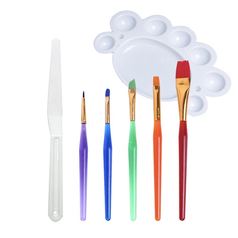 7pcs Children Paint Brushes Set Paintbrush Palette Spatula Painting Tools Early Learning Education Gift for Children Students Beginners - Image 1