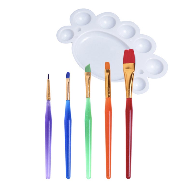 7pcs Children Paint Brushes Set Paintbrush Palette Spatula Painting Tools Early Learning Education Gift for Children Students Beginners - Image 2