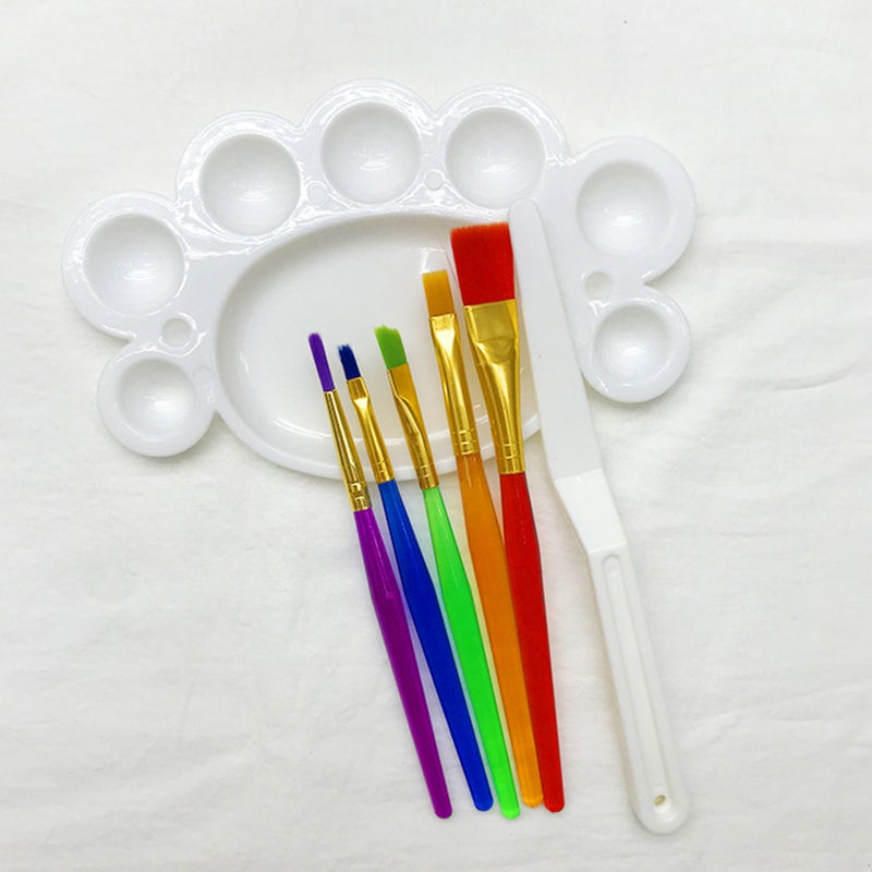 7pcs Children Paint Brushes Set Paintbrush Palette Spatula Painting Tools Early Learning Education Gift for Children Students Beginners - Image 4