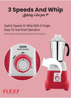 Flexy FLEXY 2-in-1 Grinder Blender: 800W motor, stainless steel jars (1500ml & 300ml), 2 efficient blades, sturdy handles, spatula, 3-year warranty, Made in India.  - Image 3