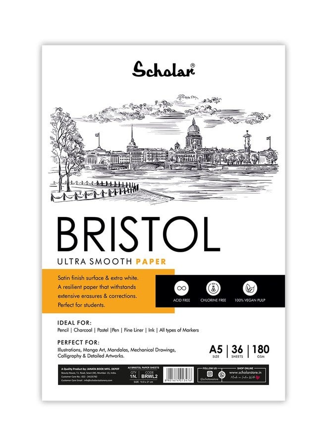 Scholar 180 GSM Bristol Paper Loose Sheets (A5) - Image 1