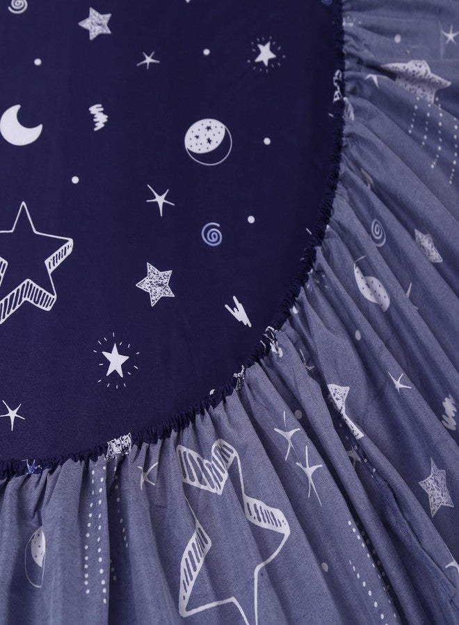 ماج طقم ملاءات سرير MAG مكون من 3 قطع بنقشة النجوم الزرقاء، طقم ملاءات سرير من الألياف الدقيقة الزرقاء مع ملاءة مثبتة واحدة و2 غطاء وسادة، عمق 14 بوصة (أسود وأبيض، كوين) - Image 5