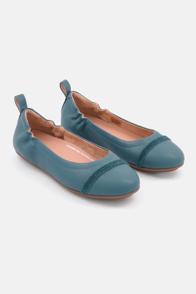 FitFlop أحذية باليه جلدية للنساء، زرقاء - Image 1