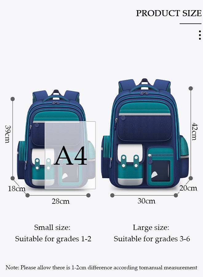 DUNISO حقيبة ظهر مدرسية للأطفال سعة كبيرة حقيبة مدرسية للأطفال الصغار مقاومة للماء وخفيفة الوزن للأطفال مع تصميم مريح، حقيبة كتب بأشرطة مبطنة قابلة للتعديل مع شريط عاكس خلفي للأطفال من الصفوف 1 إلى 6 - Image 2