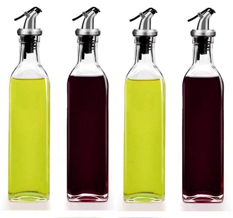 QUALIZA Oil Dispenser Olive Oil Dispenser Bottle for Kitchen Olive Oil Bottle and Vinegar Dispenser Set with Stainless Steel Spout Oil Bottles for Kitchen 3 Pcs - Image 2