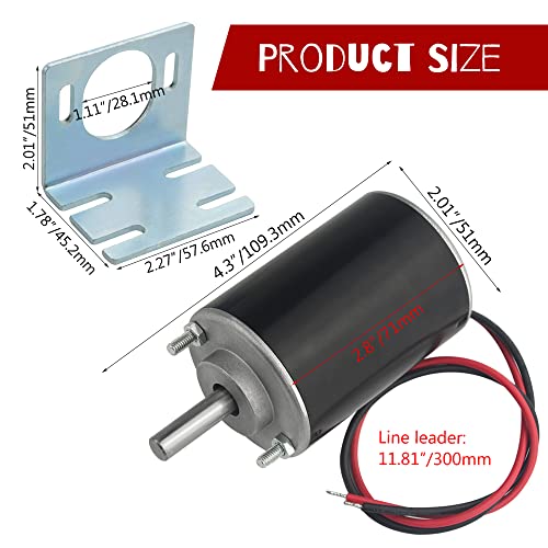 WMYCONGCONG DC Motor 12/24V 30W High Speed CW/CCW Permanent Magnet Motor (12V DC 3500RPM) and 37mm Dia Mounting Bracket Holder w/ 6mm Hex Coupling, Random Color(Silver or Black) - Image 2