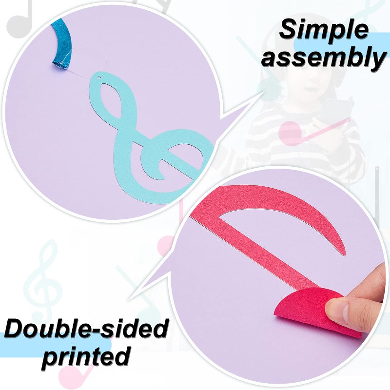 Zonon 25 Pieces Musical Note Hanging Swirl Music Foil Whirl Theme Party Decoration Cutout Spiral for Wedding Baby Shower Birthday Party Supplies (Black  White  Blue  Pink) - Image 3