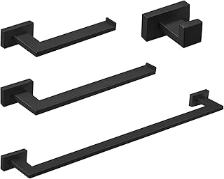 BESy 4-Piece Bathroom Accessories Set (Towel Bar, Hand Towel Holder Towel Rack, Toilet Paper Holder, Towel Hook), Wall - Image 1