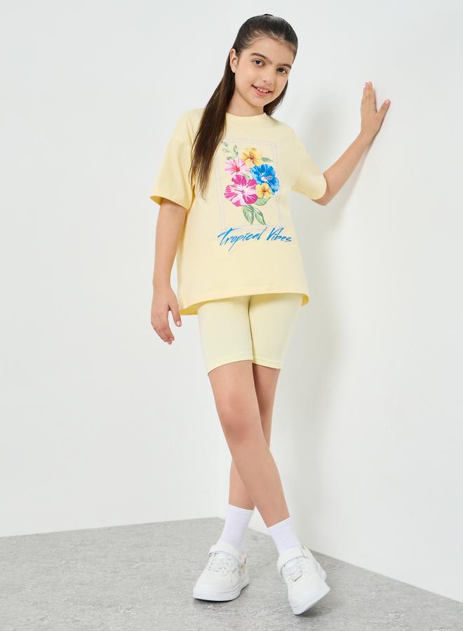 Styli Teen Girls Oversized T-Shirt And Cycling Shorts Set - Image 1
