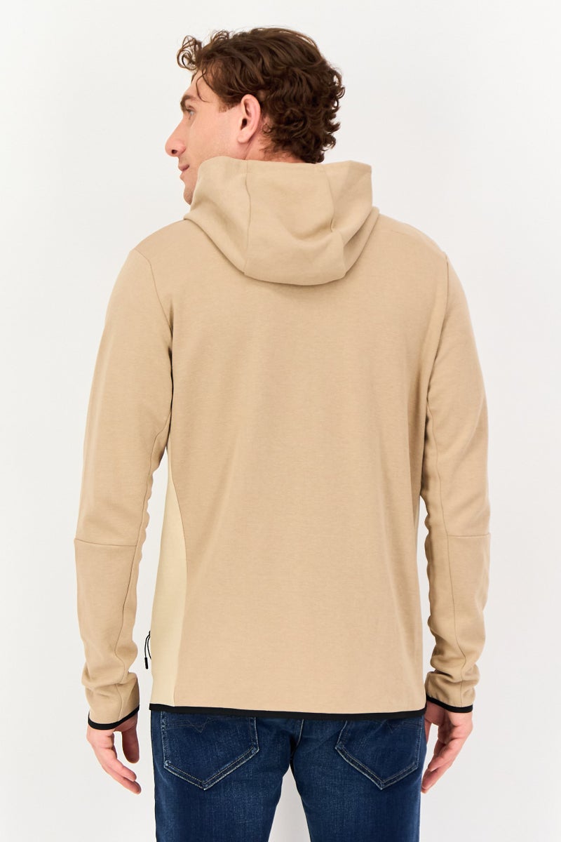 Celio Men Solid Long Sleeve Hooded Jacket, Taupe - Image 3