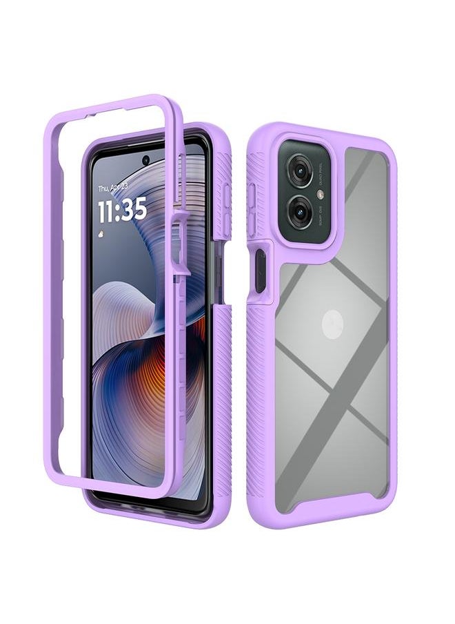 erorex - For Motorola Moto G55 Starry Sky Solid Color Shockproof TPU Clear PC Phone Case(Purple) - Image 1