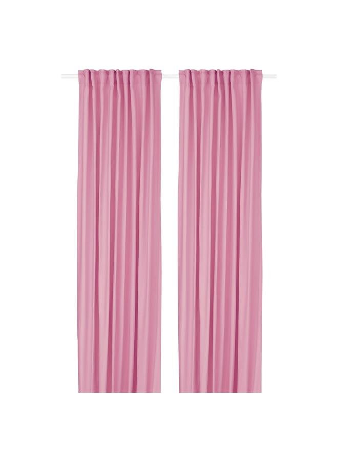 Zaboon Curtains, 1 Pair, Pink/With Heading Tape, 145X300 Cm - Image 1