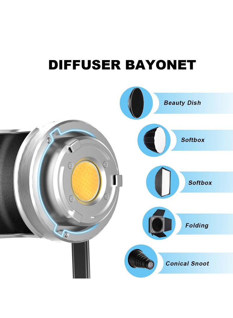 جي في أم جهاز إضاءة استوديو GVM SD300D LED بي-كلر – سبوت لايت 300 واط قابل للتعتيم COB، درجة حرارة لون 2700K–7500K مع حامل بوينز للتصوير والأفلام - Image 5