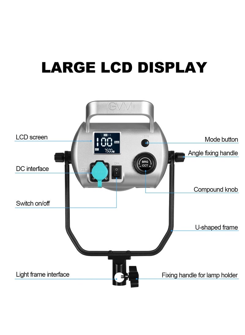 جي في أم جهاز إضاءة استوديو GVM SD300D LED بي-كلر – سبوت لايت 300 واط قابل للتعتيم COB، درجة حرارة لون 2700K–7500K مع حامل بوينز للتصوير والأفلام - Image 3