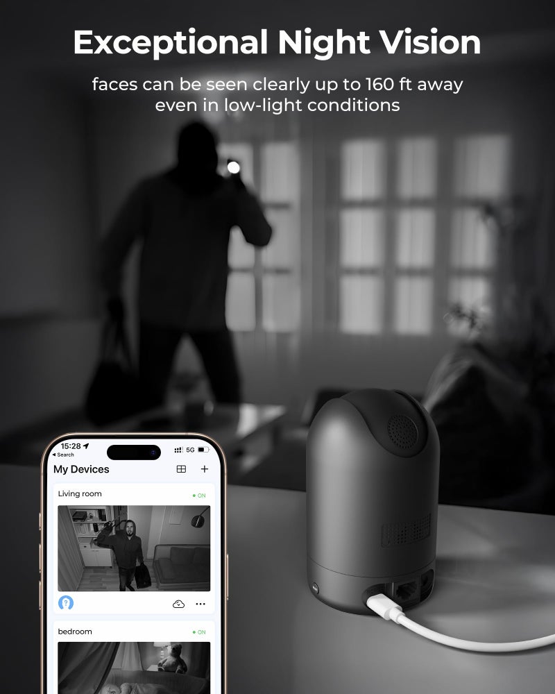 FOSCAM Home Security Camera R4S 4MP WiFi IP Camera,Wireless Baby Monitor with AI Human Detection Sound Detection 33ft Night Vision 2 Way Audio Camera Compatible with Alexa Black - Image 5