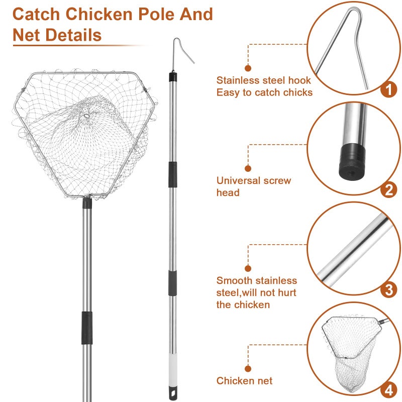 NigWarm Chicken net Catcher, Chicken coop Accessories, 75 -inch Thickened Stainless Steel Catcher net, Suitable for Poultry and Outdoor Animals Such as Chickens, Birds, Goose, Duckling, Fish, etc. - Image 3
