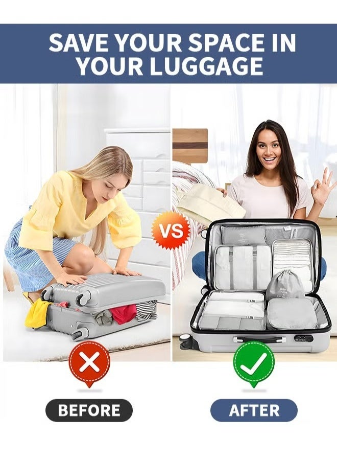 منظم السفر,8 جهاز كمبيوتر شخصي أمتعة منظم التعبئة المكعبات مجموعة للسفر حقيبة الأمتعة,السفر حقيبة أساسية للملابس الأحذية مستحضرات التجميل المراحيض - Image 3