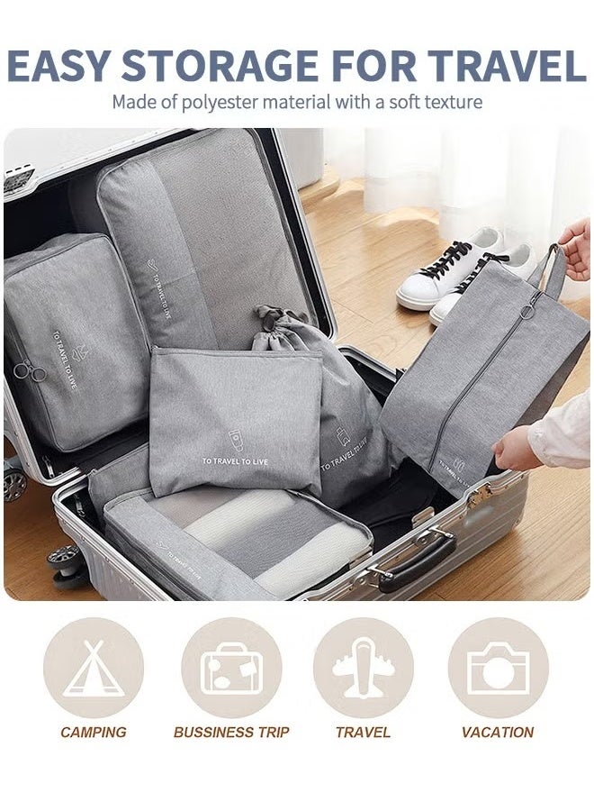 منظم السفر,8 جهاز كمبيوتر شخصي أمتعة منظم التعبئة المكعبات مجموعة للسفر حقيبة الأمتعة,السفر حقيبة أساسية للملابس الأحذية مستحضرات التجميل المراحيض - Image 2