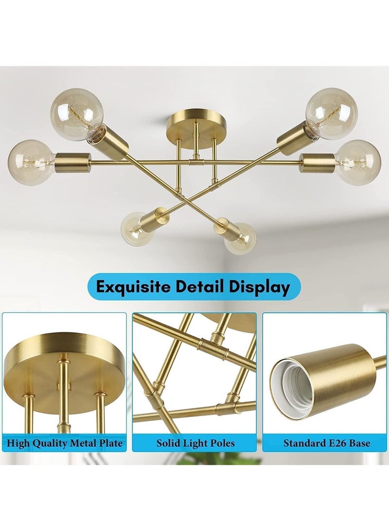 SP SUPER POWER Modern Gold Sputnik Chandeliers,6-Light Ceiling Lights for Living Room,Dining Room,Bedroom,Kitchen Island - Image 2