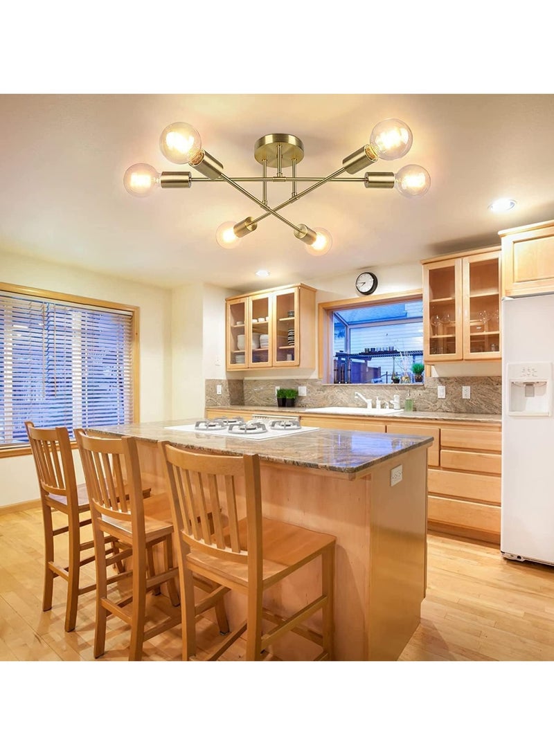 SP SUPER POWER Modern Gold Sputnik Chandeliers,6-Light Ceiling Lights for Living Room,Dining Room,Bedroom,Kitchen Island - Image 4