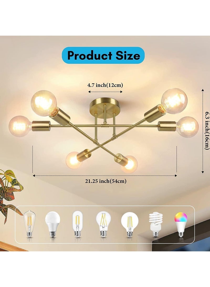 SP SUPER POWER Modern Gold Sputnik Chandeliers,6-Light Ceiling Lights for Living Room,Dining Room,Bedroom,Kitchen Island - Image 5