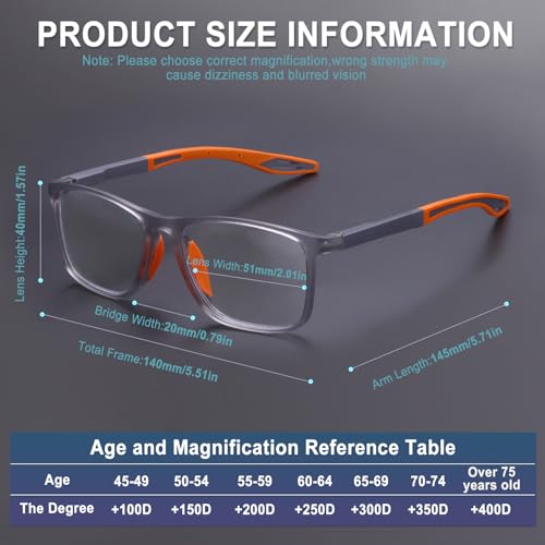 BLOEXCLU 4 Pack Progressive Multifocus Reading Glasses for Men Women TR90 Sports Style Anti-Blue Light Computer Readers (black & blue & grey & transparent, 1.25, x) - Image 3