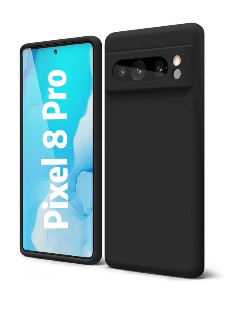 ZOOMEE - Protective Shockproof Soft Liquid Silicone Smooth Thin Slim Case Cover For Google Pixel 8 Pro Black - Image 1