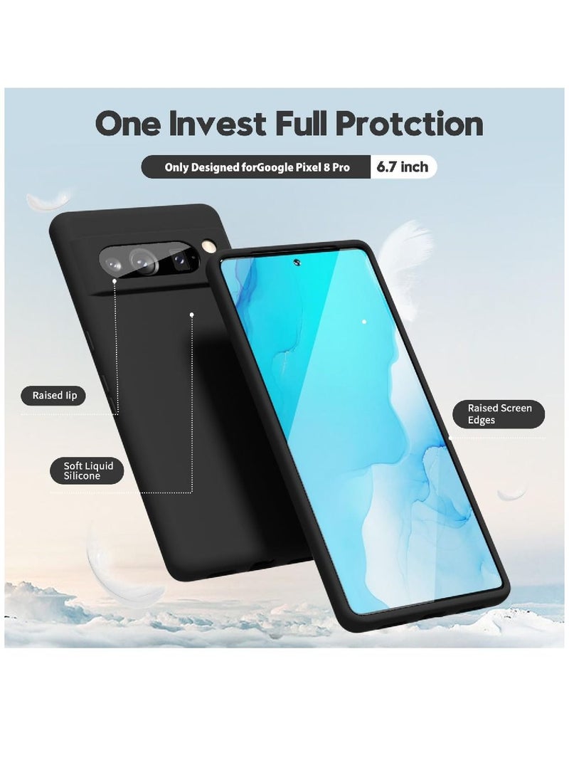 ZOOMEE - Protective Shockproof Soft Liquid Silicone Smooth Thin Slim Case Cover For Google Pixel 8 Pro Black - Image 1
