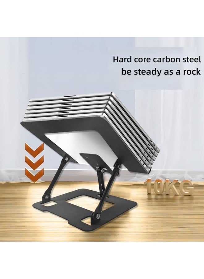 حامل لابتوب وهاتف مزدوج مريح – حامل ألومنيوم قابل للتعديل والطي مع فتحات تهوية – حامل محمول للمكتب – مناسب لأجهزة 10” إلى 17” والهواتف الذكية - Image 2