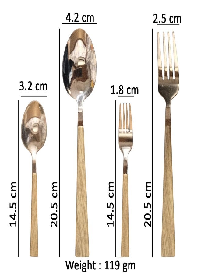 MSA Luxury Golden Stainless Steel Spoon & Fork Set with Grey Wooden Handle – 4-Piece Premium Cutlery Set with 2 Tablespoons & 2 Dinner Forks | Elegant Flatware for Home, Kitchen, Restaurant & Gift Use - Image 3