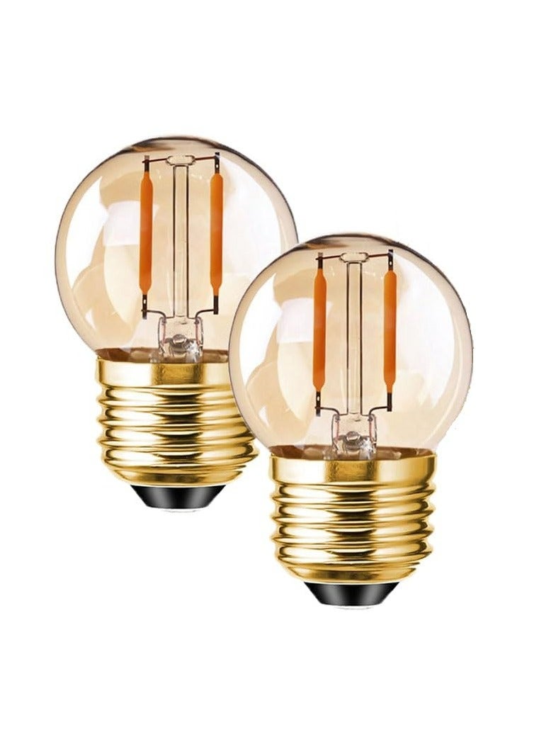 CMGTYYD Vintage E27 LED Bulb, G40 Amber Night Light Bulbs Dimmable, Edison Screw LED Filament Bulbs, Warm Yellow 2200K, Home Ceiling Chandelier Light Bulbs,2Pack - Image 1
