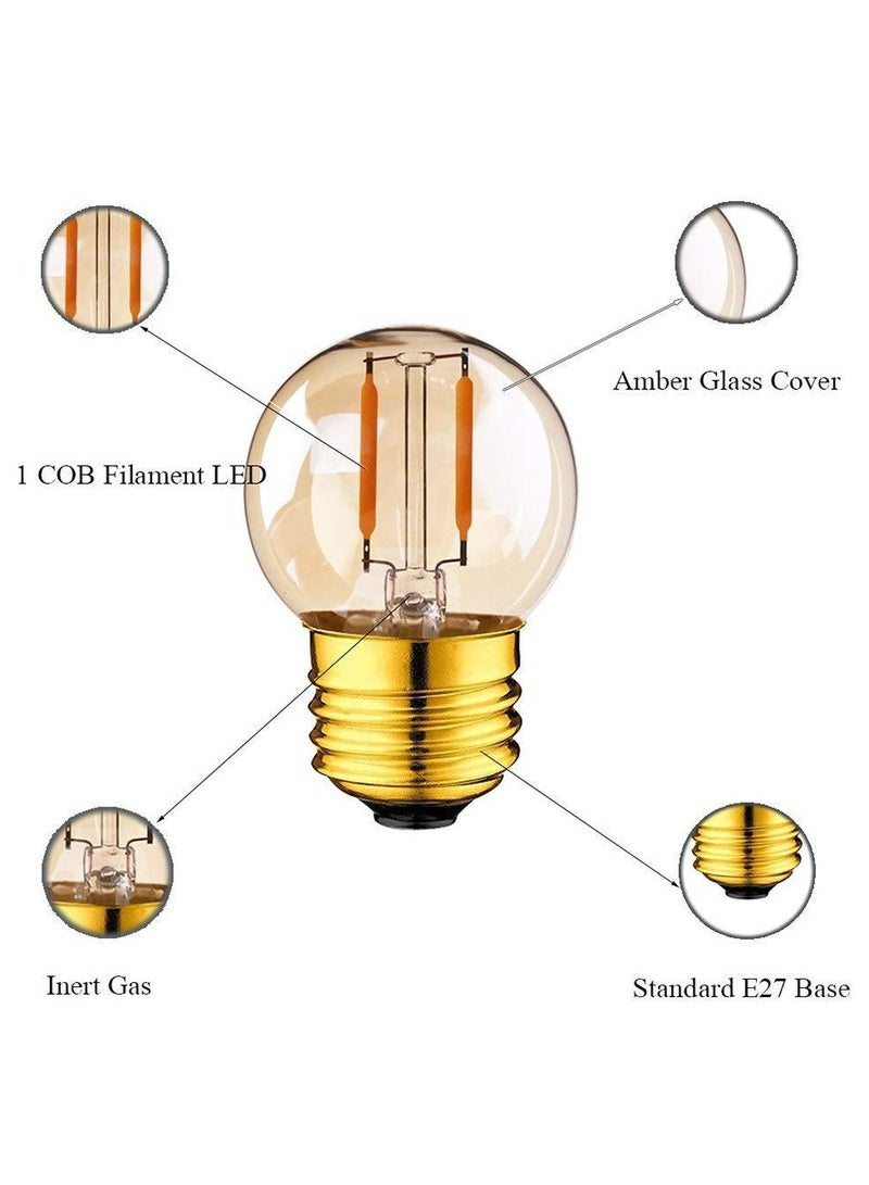 CMGTYYD Vintage E27 LED Bulb, G40 Amber Night Light Bulbs Dimmable, Edison Screw LED Filament Bulbs, Warm Yellow 2200K, Home Ceiling Chandelier Light Bulbs,2Pack - Image 5