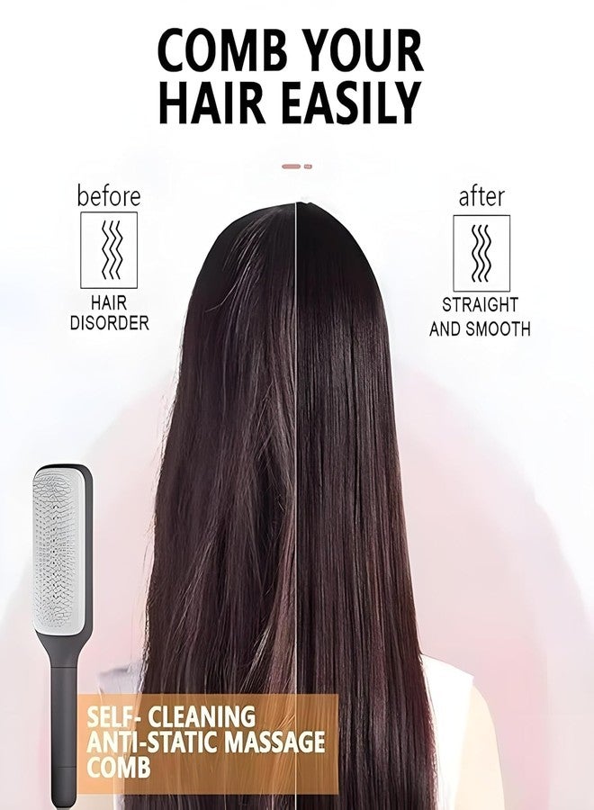 A4SHOP Self-Cleaning Anti-Static Massage Comb - 4-in-1 Detangling Hairbrush for Adults | Kids | Smooth | Shiny Hair | Tangle-Free Scalp Massage Brush for Wet | Dry Hair - Image 5