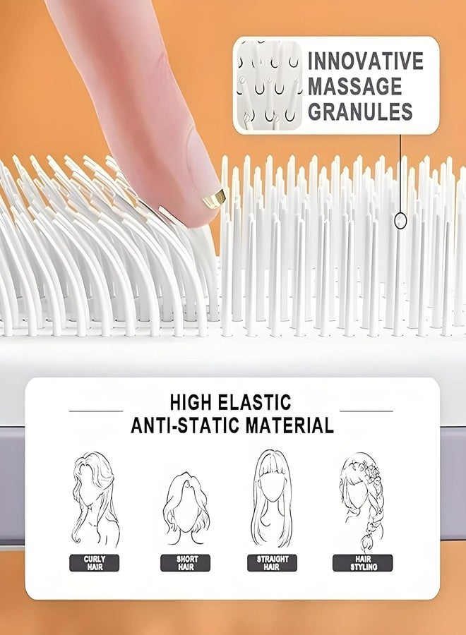 A4SHOP Self-Cleaning Anti-Static Massage Comb - 4-in-1 Detangling Hairbrush for Adults | Kids | Smooth | Shiny Hair | Tangle-Free Scalp Massage Brush for Wet | Dry Hair - Image 3