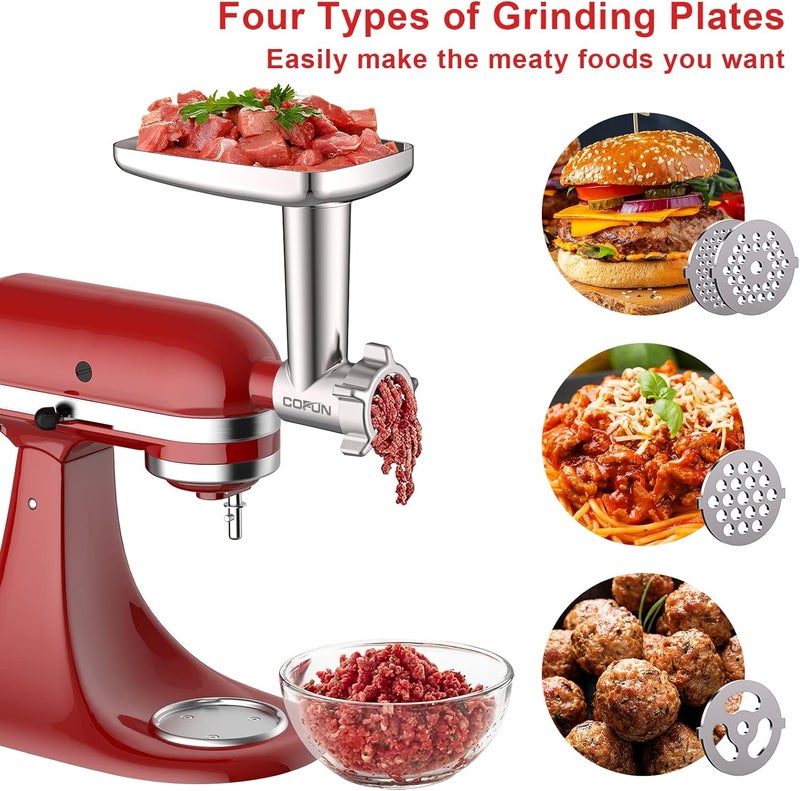 Cofun Meat Grinder & Slicer Shredder Attachments for KitchenAid Stand Mixer, Meat Grinder with Sausage Stuffer Tubes and Slicer Shredder Set, 2 Pcs Attachment Set for KitchenAid Mixers by - Image 2