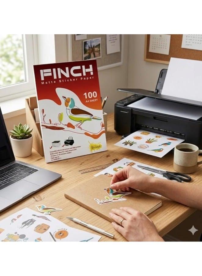 ورق لاصق للطباعة (استيكر) مطفي مقاس A4 من فينچ (FINCH) - متوافق مع طابعات الليزر والحبر - 100 ورقة - Image 2