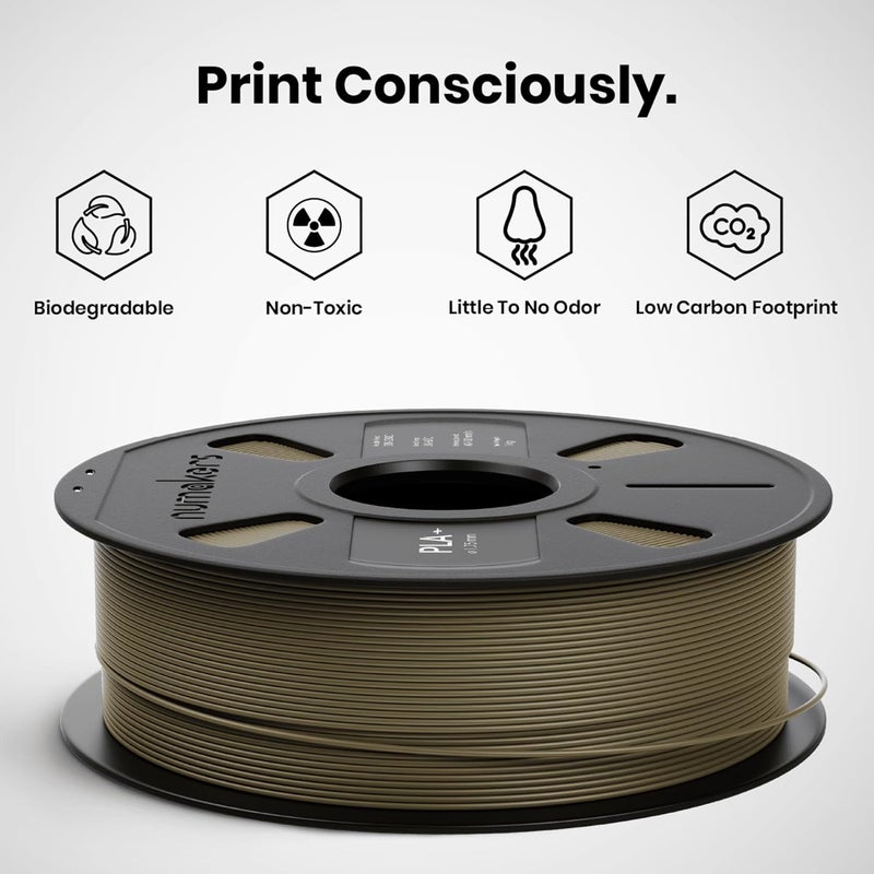 NUMAKERS PLA+ 3D Printer Filament, 1.75mm, Dimensional Accuracy +/- 0.03 mm, 1 kg Spool (2.2 lbs), Compatible with Most FDM Printers (Military Khakhi) - Image 3