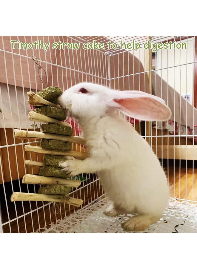 kathson Bunny Chew Toys for Teeth, Pet Snacks Molar Sweet Bamboo with Grass Cake for Hamster Chinchilla Guinea Pig Rabbit Rats(2 Packed) - Image 4