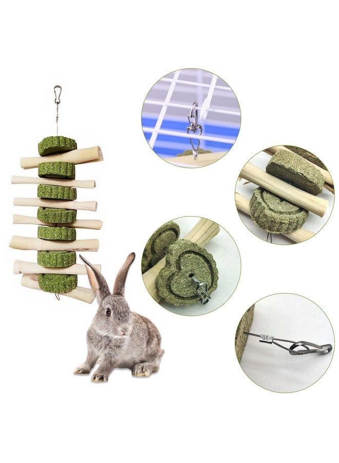 kathson Bunny Chew Toys for Teeth, Pet Snacks Molar Sweet Bamboo with Grass Cake for Hamster Chinchilla Guinea Pig Rabbit Rats(2 Packed) - Image 5