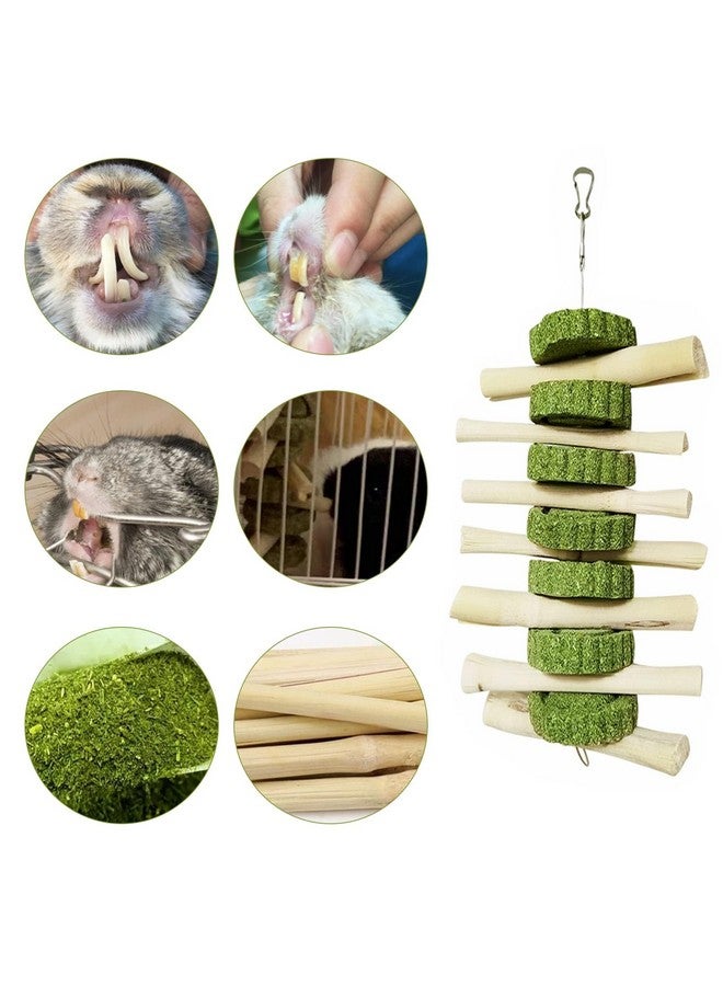 kathson Bunny Chew Toys for Teeth, Pet Snacks Molar Sweet Bamboo with Grass Cake for Hamster Chinchilla Guinea Pig Rabbit Rats(2 Packed) - Image 2