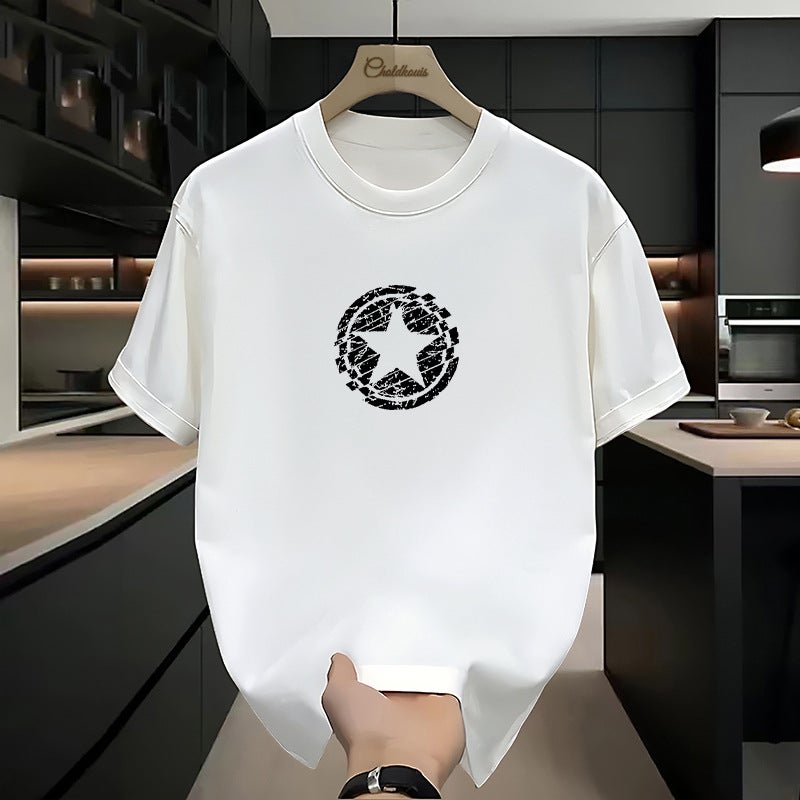 American Style 200g Heavyweight T-Shirt Men's European and American Trendy Brand Street Hip-Hop Short-Sleeved Oversize High Street - Image 3