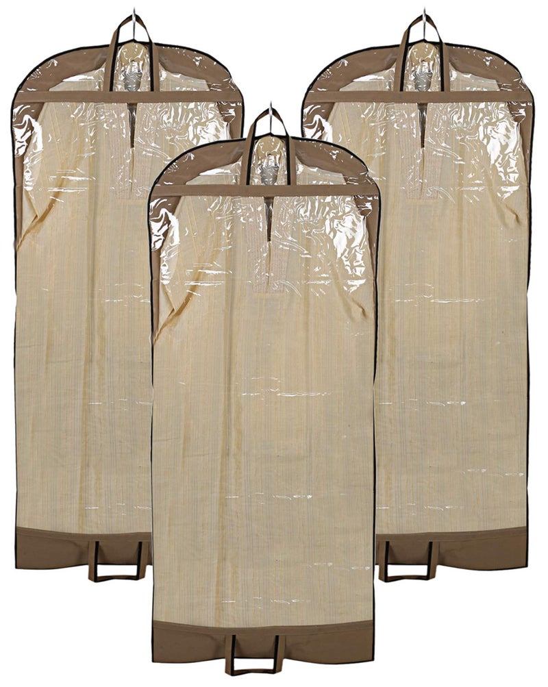 Kuber Industries Non Woven 3 Pieces Long Suit Sherwani Cover (Brown) -NEWTC5872 - Image 1
