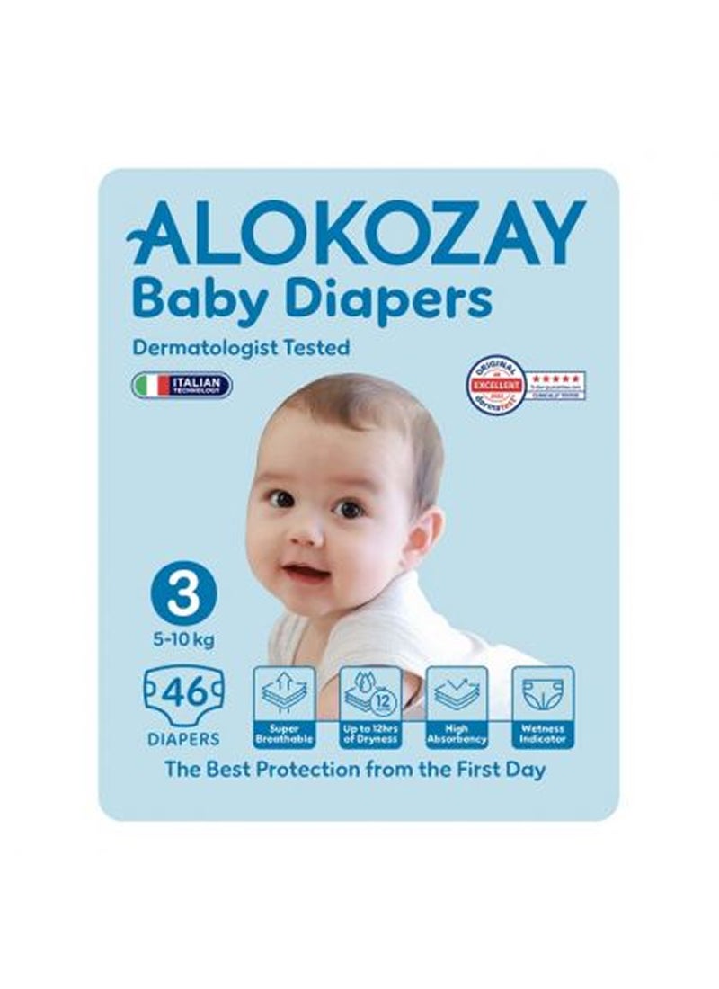 Alokozay Premium Baby Diapers - Size 3 5-10 Kg 46 Diapers - Image 1